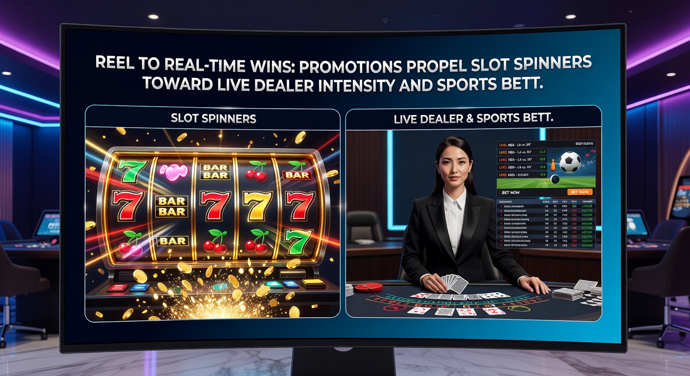 Sportwetten-Interfaces mit Slot-Überlagerungen und Live-Dealer-Elementen, illustriert durch Promotions-Ketten